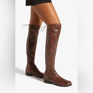 Brown Snakeskin Over-the-Knee Boots